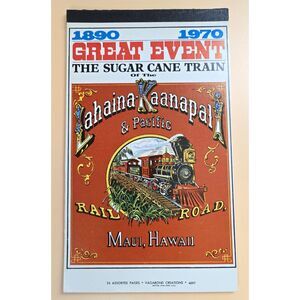 VTG Hawaii Sugar Cane Train Notepad Souvenir 1970 Illustrated Pages Hawaiiana
